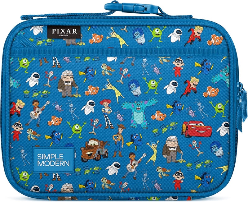 Simple Modern Disney Pixar Kids Lunch Box for School | Reusable Insulated Lunch Bag for Toddler, Girl, and Boy | Exterior & Interior Pockets | Hadley Collection | Pixar Mashup on Blue - Image 1